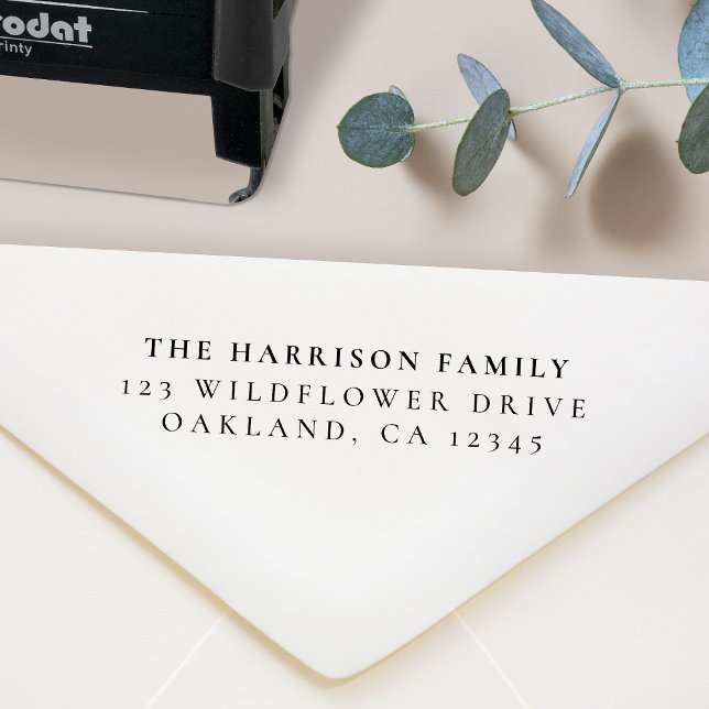 Carimbo Auto Entintado Endereço de devolução Elegante Limpo Simples Mínim (Criador carregado)