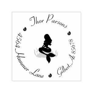 Carimbo Auto Entintado Endereço de Devolução em Círculo Amante de Sereia 