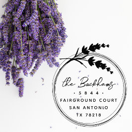 Carimbo Auto Entintado Endereço de Devolução Floral de Lavanda Elegante