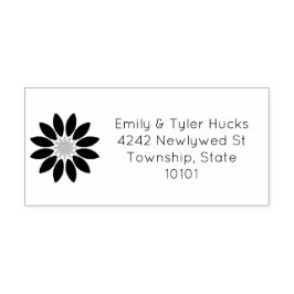 Carimbo Auto Entintado Endereço de Devolução Floral de Quatro Linhas