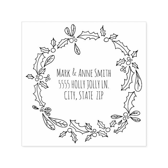 Carimbo Auto Entintado Endereço de devolução Holly Berry para Natais vint (Design)