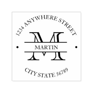 Carimbo Auto Entintado Endereço de devolução inicial do nome da famíl