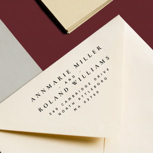 Carimbo Auto Entintado Endereço de devolução mínimo Elegante de dois Sobr