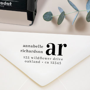 Carimbo Auto Entintado Endereço de Devolução Monograma Monograma Monog