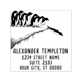 Carimbo Auto Entintado Endereço de Devolução Nome de Pinguins Fofos Salta