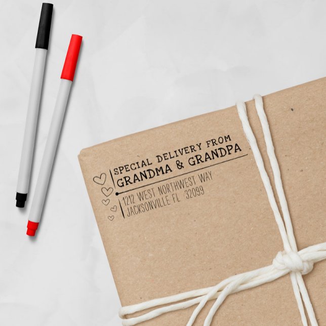 Carimbo Auto Entintado Endereço de devolução para avós de entrega especia (Special Delivery Grandparents Return Address Self-inking Stamp
)
