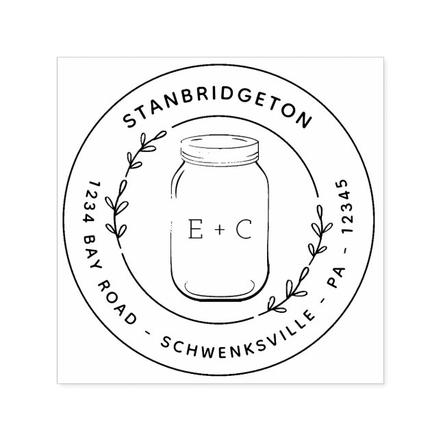 Carimbo Auto Entintado Endereço de devolução personalizado do país Round (Design)