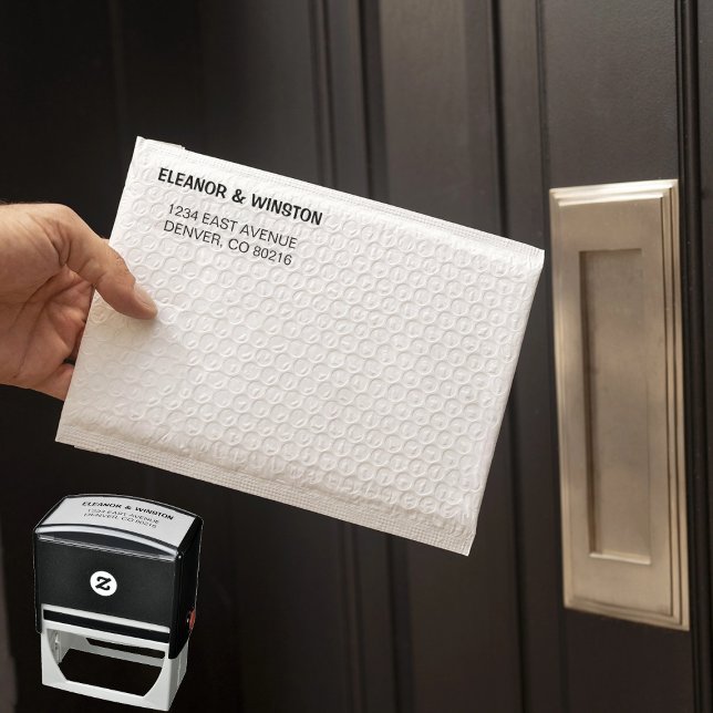 Carimbo Auto Entintado Endereço de devolução preto e branco simples (Criador carregado)