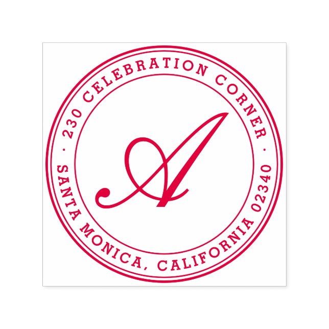 Carimbo Auto Entintado Endereço de devolução redonda do monograma do scri (Design)