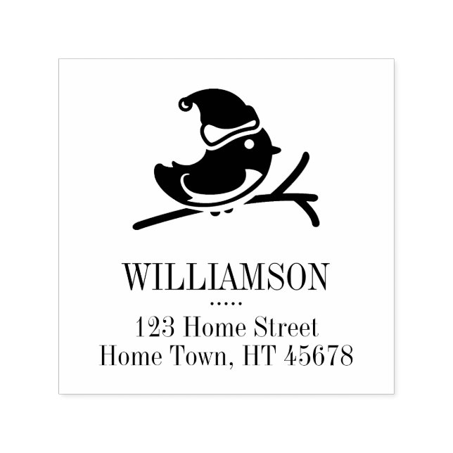 Carimbo Auto Entintado Endereço de devolução Robin Square de Feriado (Design)