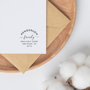 Carimbo Auto Entintado Endereço de Devolução Simples da Família de Script