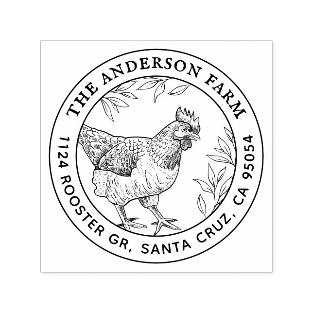 Carimbo Auto Entintado Endereço de Fazenda de Desenho Russo Personalizado (Design)