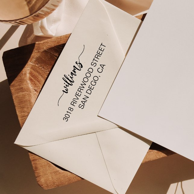 Carimbo Auto Entintado Endereço de Na moda de Script de Pincel Moderno (Criador carregado)