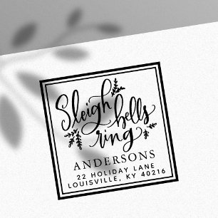 Carimbo Auto Entintado Endereço de Natal Sleigh Bells Ring
