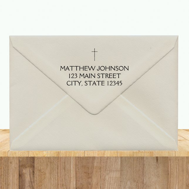 Carimbo Auto Entintado Endereço de Nome de Cruz Preta Simples (Simple Black Cross Name Address Self-inking Stamp
)