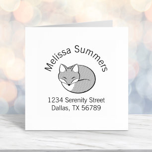 Carimbo Auto Entintado Endereço de Raposa de Dormência Estilizada