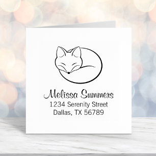 Carimbo Auto Entintado Endereço de Raposa de Dormência Estilizada