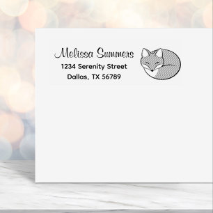 Carimbo Auto Entintado Endereço de Raposa de Dormência Estilizada