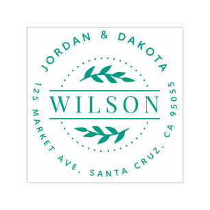 Carimbo Auto Entintado Endereço de Retorno Botânico do Sobrenome da Famíl