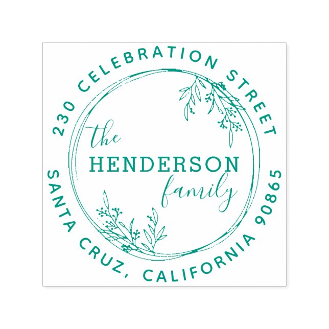 Carimbo Auto Entintado Endereço de Retorno da Fenda Botânica Desenhada à  (Design)