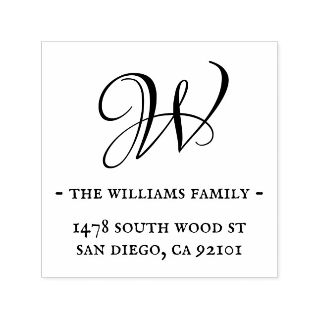 Carimbo Auto Entintado Endereço de retorno de caligrafia monográfica e mi (Design)