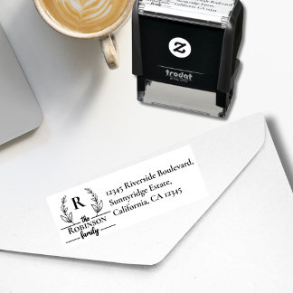 Carimbo Auto Entintado Endereço de Retorno de Casal Personalizável Elegan