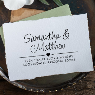 Carimbo Auto Entintado Endereço de Retorno de Casamento Coração Cortante