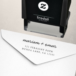 Carimbo Auto Entintado Endereço de Retorno de Casamento Simples com Letra