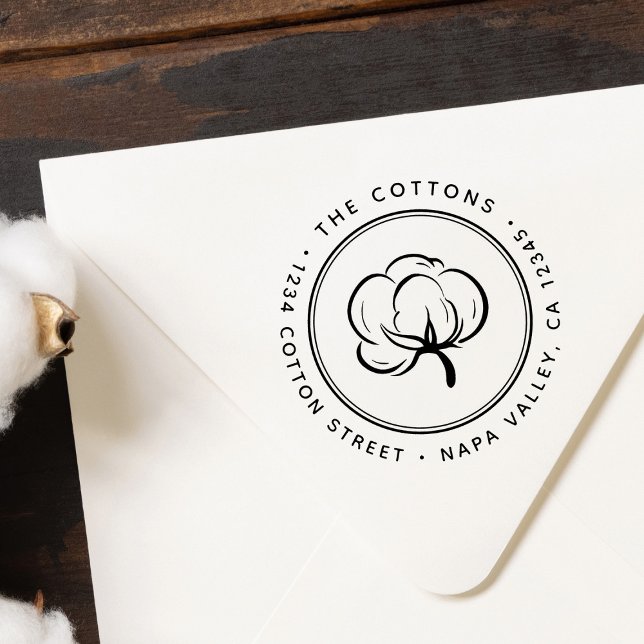 Carimbo Auto Entintado Endereço de Retorno de Cotton Boll (Criador carregado)
