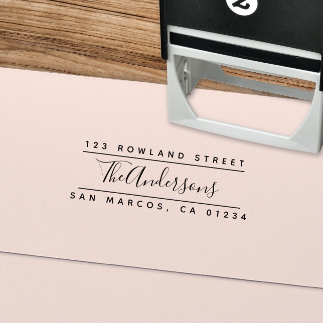 Carimbo Auto Entintado Endereço de Retorno de Divisão de Script de Caligr (Criador carregado)