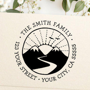 Carimbo Auto Entintado Endereço de retorno de fonte branca do nascer do s