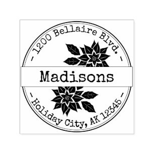 Carimbo Auto Entintado Endereço de Retorno de Fonte do Poinsettias de Fer