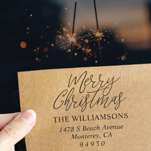 Carimbo Auto Entintado Endereço de Retorno de Fonte do Script de Natal Me