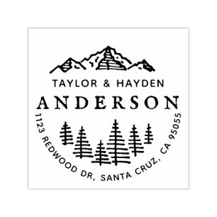 Carimbo Auto Entintado Endereço De Retorno De Montanha Desenhado À Mão