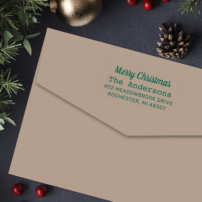 Carimbo Auto Entintado Endereço de Retorno de Natal Moderno Feliz (Criador carregado)