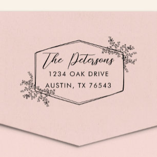 Carimbo Auto Entintado Endereço de Retorno de Quadro Floral Moderno