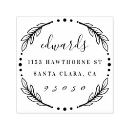 Carimbo Auto Entintado Endereço de Retorno de Wreath de Script Moderno Pe