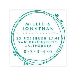 Carimbo Auto Entintado Endereço de Retorno de Wreath Moderno Elegante de 