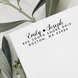 Carimbo Auto Entintado Endereço de retorno do coração legante