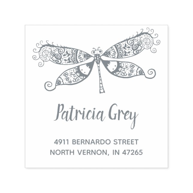 Carimbo Auto Entintado Endereço de Retorno do Dragonfly Personalizado (Design)