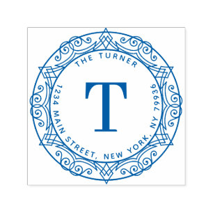 Carimbo Auto Entintado Endereço de retorno do monograma moderno