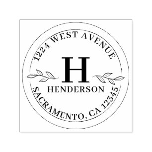 Carimbo Auto Entintado Endereço de Retorno do Monograma Moderno