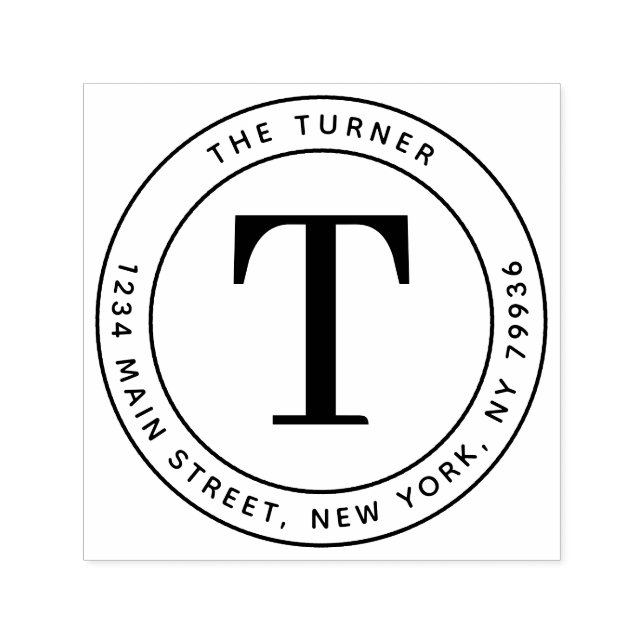 Carimbo Auto Entintado Endereço de retorno do monograma moderno (Design)