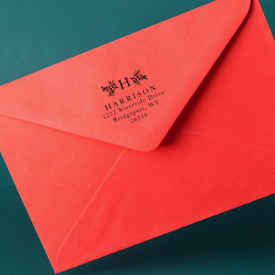 Carimbo Auto Entintado Endereço de retorno do monograma russo