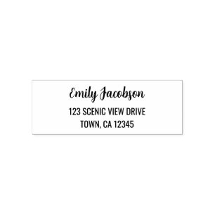 Carimbo Auto Entintado Endereço de retorno Elegante Script de Caligrafi