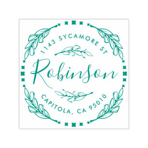 Carimbo Auto Entintado Endereço de Retorno Floral de Correio Físico Feito