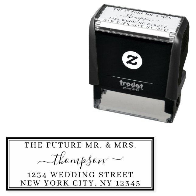 Carimbo Auto Entintado Endereço de retorno Futuro Sr. Borda do casamento (In Situ)