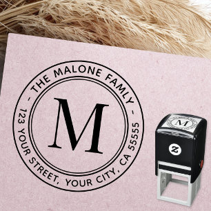 Carimbo Auto Entintado Endereço de retorno mínimo de monograma moderno