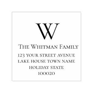 Carimbo Auto Entintado Endereço de retorno mínimo do monograma da família