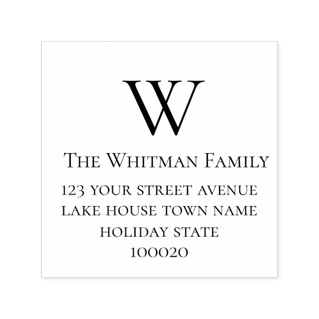 Carimbo Auto Entintado Endereço de retorno mínimo do monograma da família (Design)